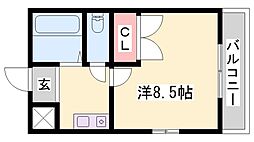 レオパレスしんまち 1Kの間取図画像