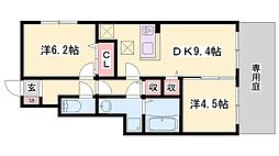 フォーリアB 2DKの間取図画像