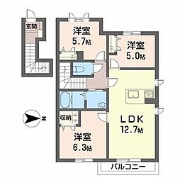 マストコート加古川南D棟 3LDKの間取図画像