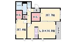 ラヴィアンソレイエ 2LDKの間取図画像