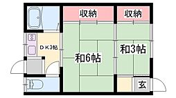 ハイツファミーユ 2DKの間取図画像