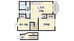 ラフィネロジュマンA棟 2LDKの間取図画像