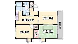 ハローヴィレッジA棟 3DKの間取図画像