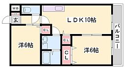 たかはいつ中仁野2 2LDKの間取図画像