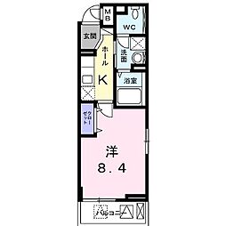 メルセイユ 1Kの間取図画像