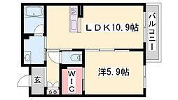 TheFujiiGardenC 1LDKの間取図画像