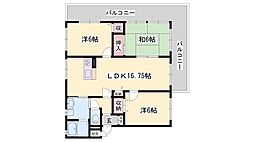 リバティ田寺 3LDKの間取図画像