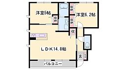 メゾン・ドゥエムズ 2LDKの間取図画像