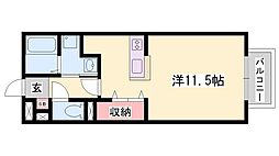 サンショワー2 1Kの間取図画像