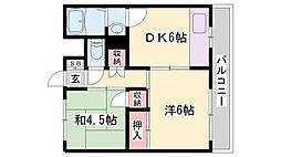 歌野マンション 2DKの間取図画像
