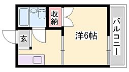 パークサイド社 1Kの間取図画像