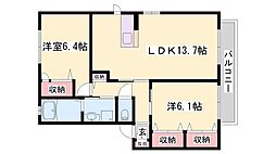 シャーメゾンたつのC 2LDKの間取図画像