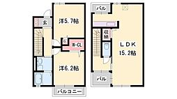 クレーヴェル 2LDKの間取図画像