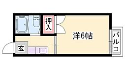 若宮ハイツ 1Kの間取図画像