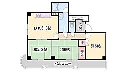 手柄コーポ2号館 3LDKの間取図画像
