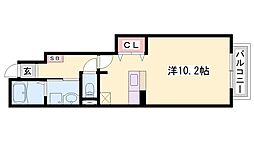 エスターブレC棟 1Kの間取図画像
