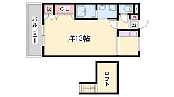 プリベールコバ 1Kの間取図画像