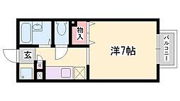 パセオ姫路2 1Kの間取図画像