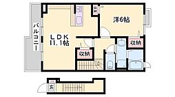 トレス・シエーネ 1LDKの間取図画像