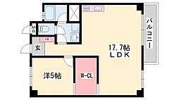 ビラ土山 1LDKの間取図画像