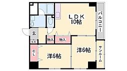 青山NKマンション 2LDKの間取図画像