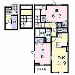 シーパレス弐番館 2LDKの間取図画像