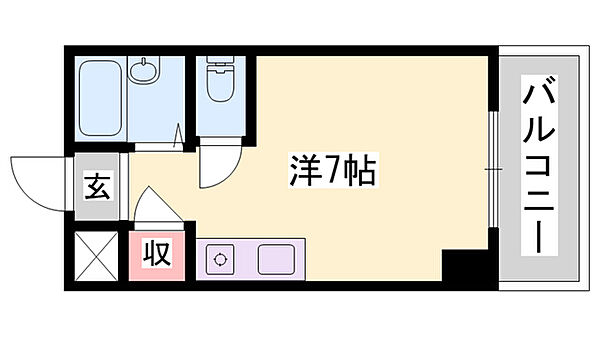 兵庫県姫路市北平野4丁目(賃貸マンション1R・4階・19.50㎡)の写真 その2