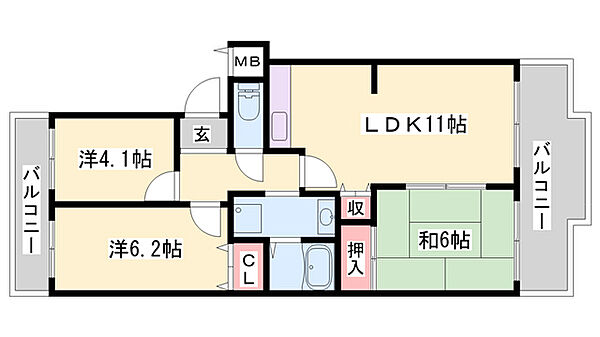 兵庫県姫路市嵐山町(賃貸マンション3LDK・1階・59.62㎡)の写真 その2