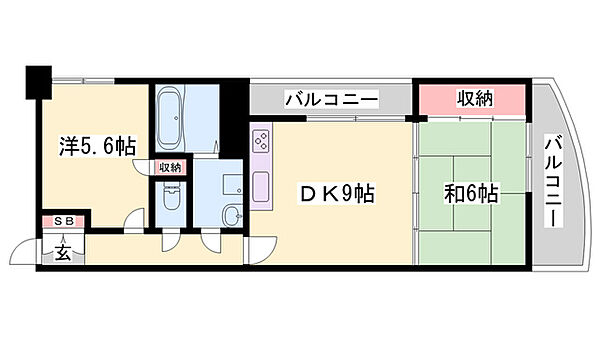 兵庫県姫路市大野町(賃貸マンション2DK・8階・47.71㎡)の写真 その2