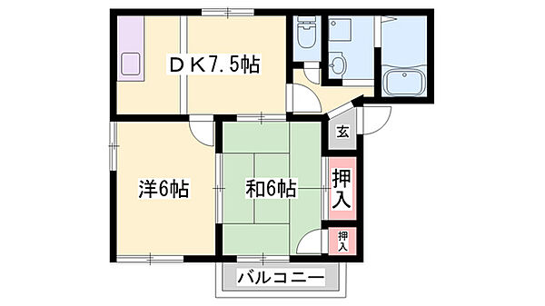 兵庫県姫路市辻井5丁目(賃貸アパート2DK・2階・43.47㎡)の写真 その2