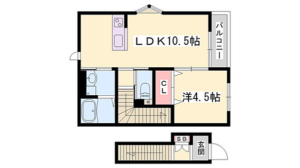 兵庫県姫路市東山(賃貸アパート1LDK・2階・43.16㎡)の写真 その2