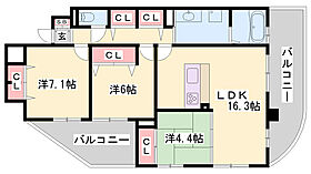 兵庫県姫路市三左衛門堀西の町（賃貸マンション3LDK・7階・73.59㎡） その2