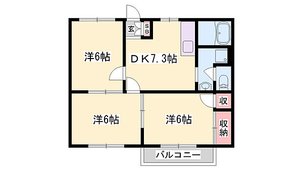 兵庫県姫路市御立中2丁目(賃貸アパート3DK・2階・51.03㎡)の写真 その2