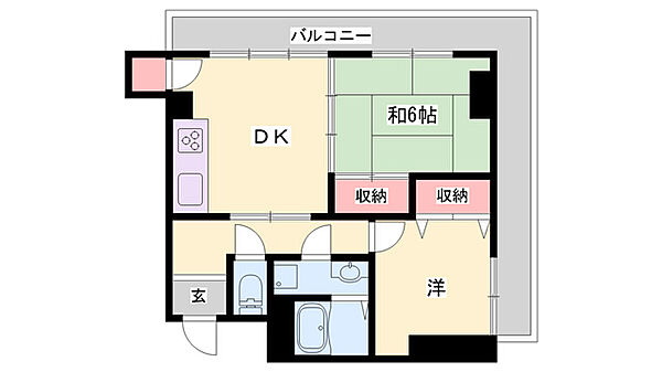 兵庫県姫路市土山6丁目(賃貸マンション2LDK・2階・47.69㎡)の写真 その2