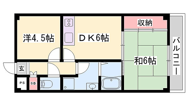 兵庫県姫路市西庄(賃貸マンション2DK・1階・41.60㎡)の写真 その2
