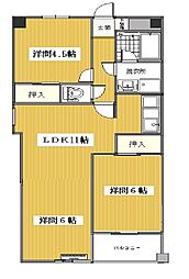 プレステージみどり野 2LDKの間取図画像