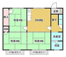 ロイヤルハイツ蛍茶屋 3DKの間取図画像