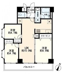 クリオ小机壱番館 3LDKの間取図画像