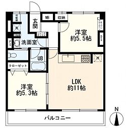 コーポ日吉台 2LDKの間取図画像