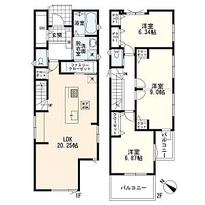 間取り:3LDK+カースペース2台分 3号棟 間取り:3LDK+カースペース2台分 3号棟
