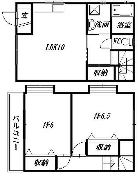 静岡県浜松市中央区新橋町(賃貸テラスハウス2LDK・2階・57.96㎡)の写真 その2