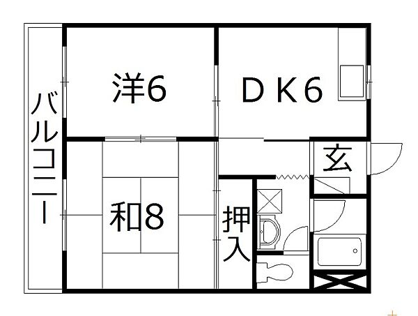 静岡県浜松市中央区和合町(賃貸マンション2DK・4階・42.30㎡)の写真 その2