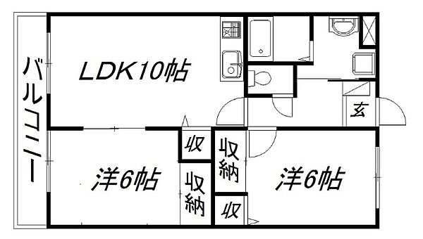 静岡県浜松市中央区茄子町(賃貸マンション2LDK・3階・54.00㎡)の写真 その2