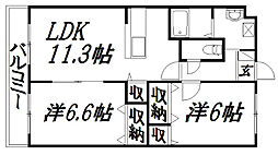 Freude宮竹 2LDKの間取図画像