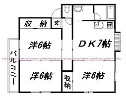 ベルウッドハイツA 3DKの間取図画像