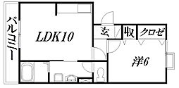 ヴィラ・ラフィーネ 1LDKの間取図画像