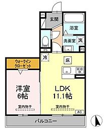 シリウス 1LDKの間取図画像