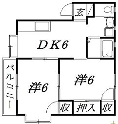 サンライフN 2DKの間取図画像
