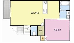 La vie 坪井町 1LDKの間取図画像