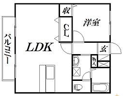 サンライフ宮西 1LDKの間取図画像